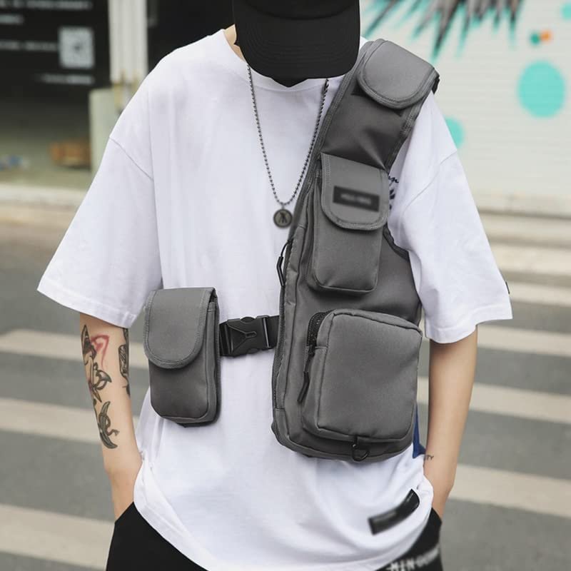 JAHH Hip Hop Chest Rig Bag Streetwear Functional Harness Chest Bags ...