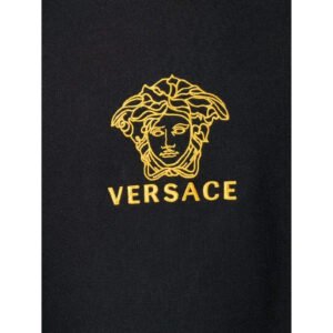 VERSACE Medusa Embroidered Hoodie Black Gold