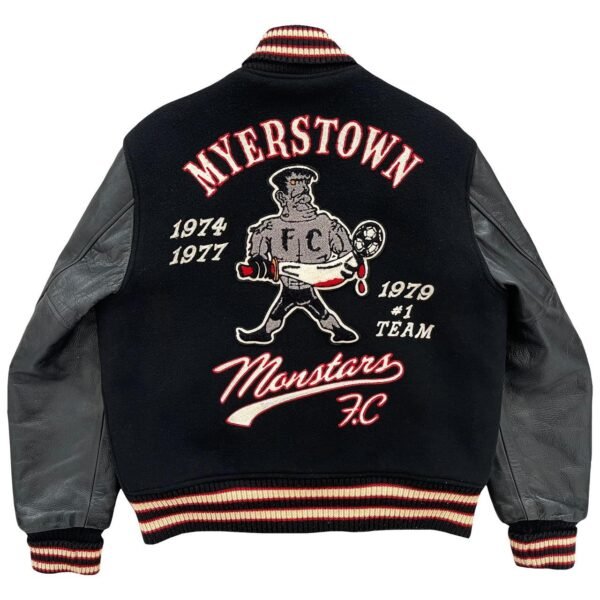1974-1979 Myertown Monstars Football Club Men's Black and White Varsity Jacket