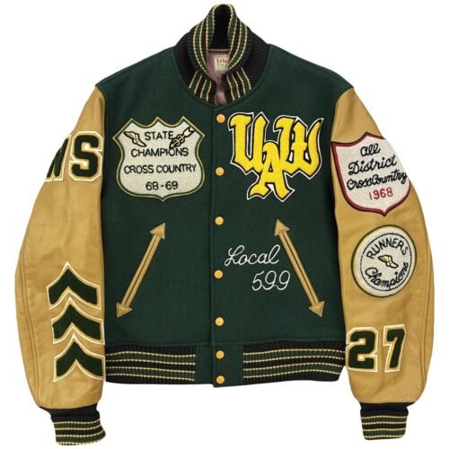State Champions Cross  Country Men’s Green and Yellow Varsity Jacket