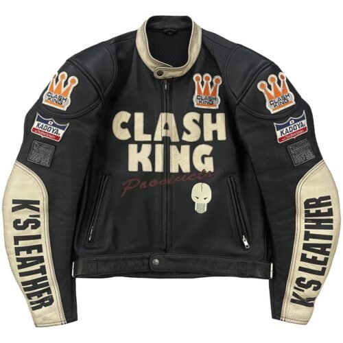 CLASH KING Kadoya Leather Racer Men’s multi Varsity Jacket