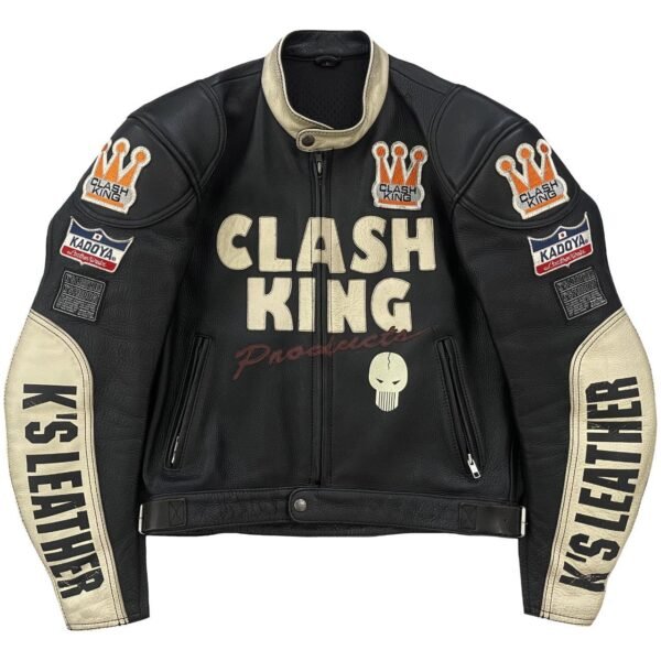 CLASH KING Kadoya Leather Racer Men's multi Varsity Jacket