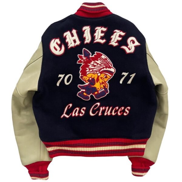 Chiees 7011 Las Cruces Men's Red and Navy Varsity Jacket