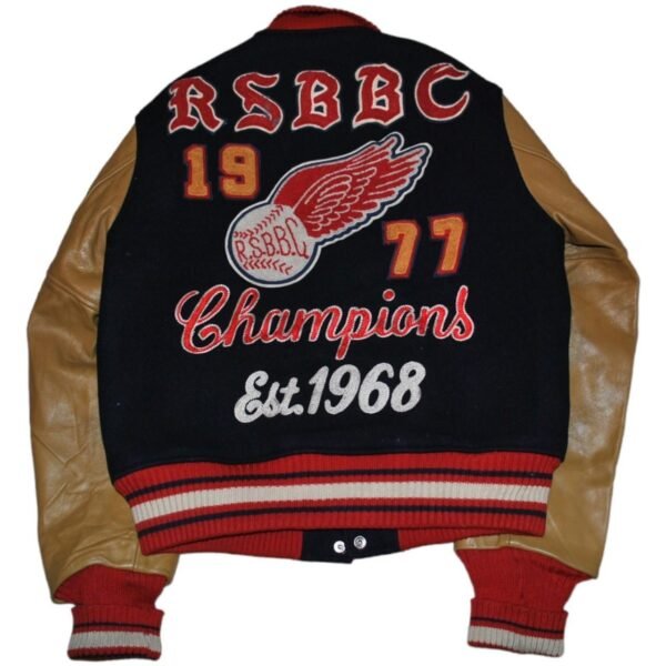 R.S.B.B.C 1977 Champions Men's Cream and Red Varsity Jackets