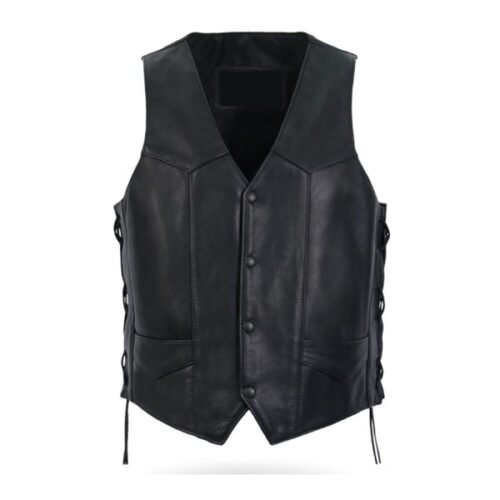 HOT LEATHERS MEN’S MADE SIDE LACE PREMIUM LEATHER VEST