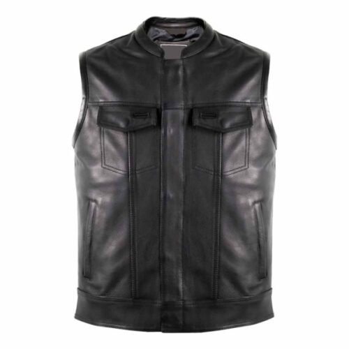 BIKER MOTORCYCLE JEANS LEATHER VEST MADE OF GENUINE LEATHER