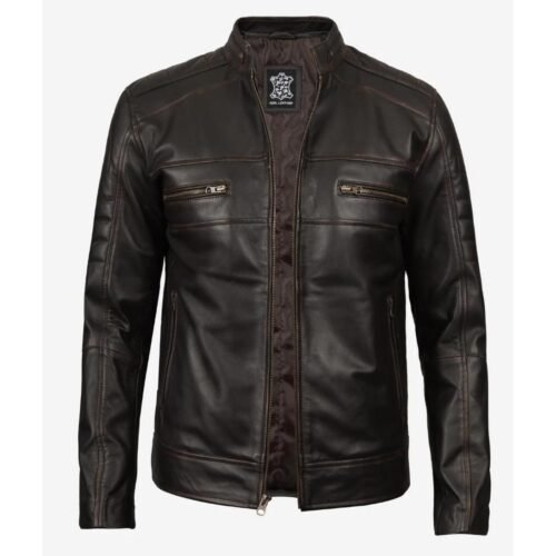 Mens Real Leather Vintage Brown Leather Jacket