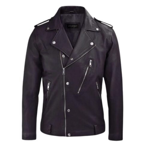 Beast Purple Biker Leather Jacket