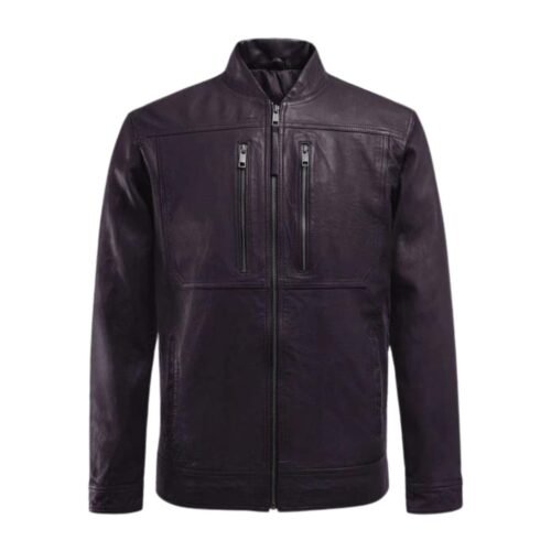 Thunder Storm Purple Biker Leather Jacket