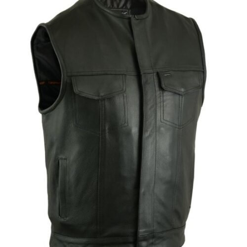 Men’s Cowhide Single Panel Concealment Vest without A Collar