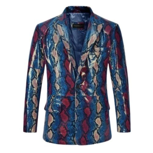 Bold Blue Python Catwalk Leather Blazer