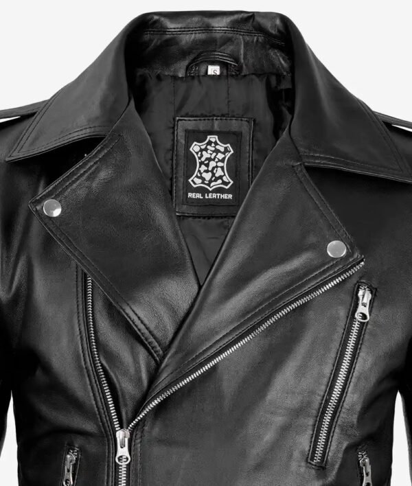 Mens Black Asymmetrical Motorcycle Leather Jacket