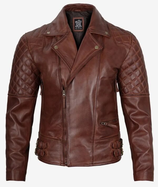 Mens Cognac Motorcycle Leather Jacket