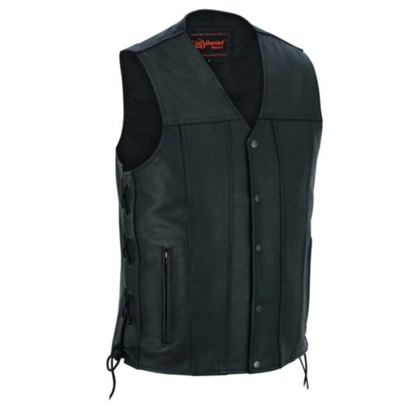 Mens Tall Classic Tapered Bottom Biker Leather Vest