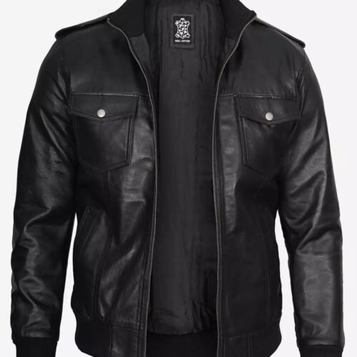 Tyler Mens Black Bomber Leather Jacket