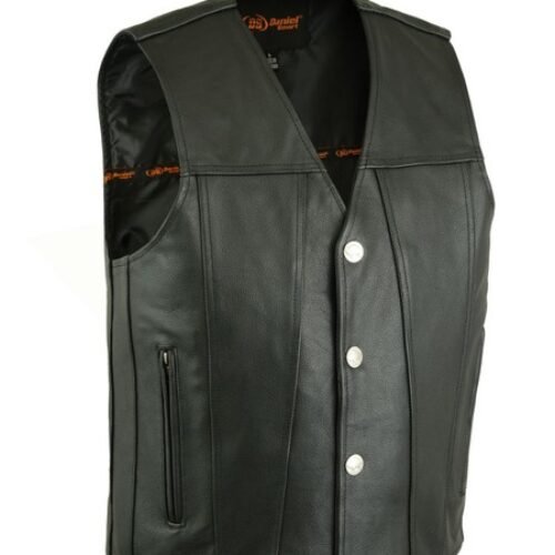 Men’s Single Back Panel Gun Pocket Biker Vest