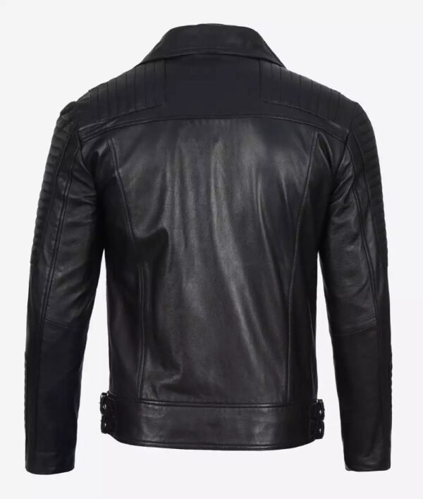 Mens Asymmetrical Black Leather Moto Jacket