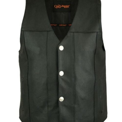 Men’s Plain Side Single Back Panel Concealed Carry Biker Vest