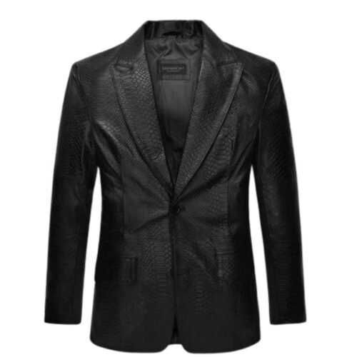 Black Python Catwalk Leather Blazer