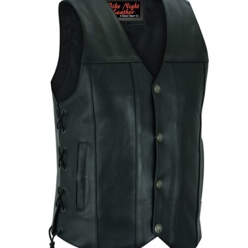 Men’s Plain Side Single Back Panel Concealed Carry Biker Vest