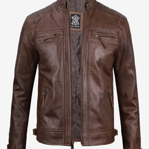 Mens Coffee Brown Motorcycle Leather Jacket