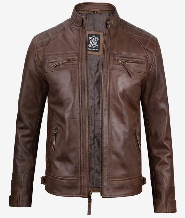 Mens Coffee Brown Motorcycle Leather Jacket