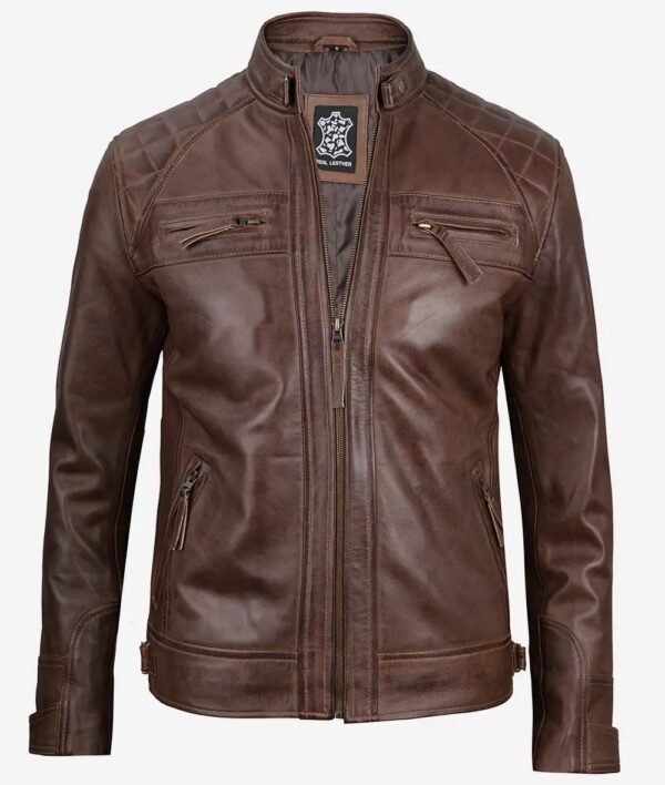 Mens Coffee Brown Motorcycle Leather Jacket