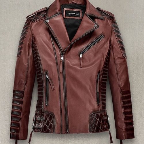 Charles Burnt Maroon Leather Jacket