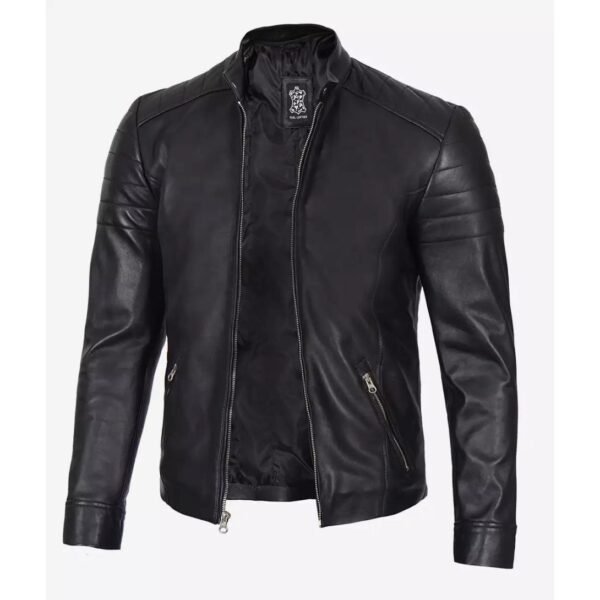 Mens Real Lambskin Leather Black Biker Jacket