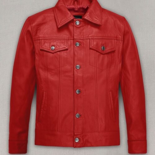 Red Leather Trucker Jacket