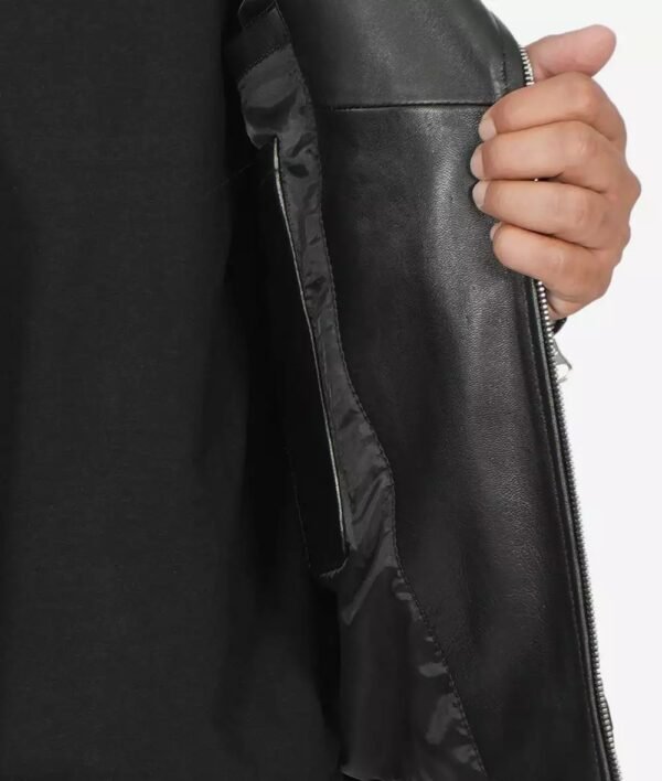 Carter Black Asymmetrical Leather Biker Jacket for Men