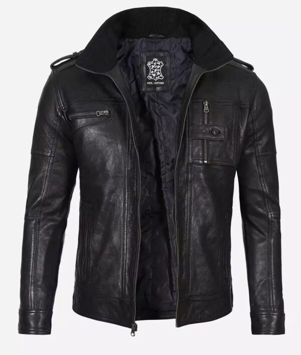 vMens Cafe Racer Washed Leather Jacket