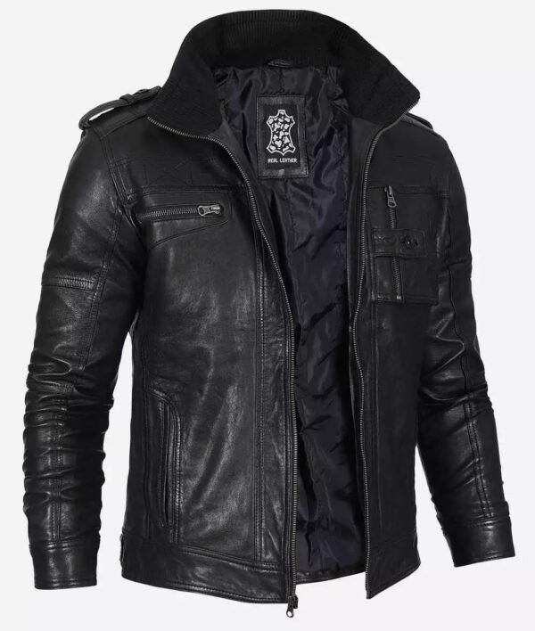 Mens Cafe Racer Washed Leather Jacket