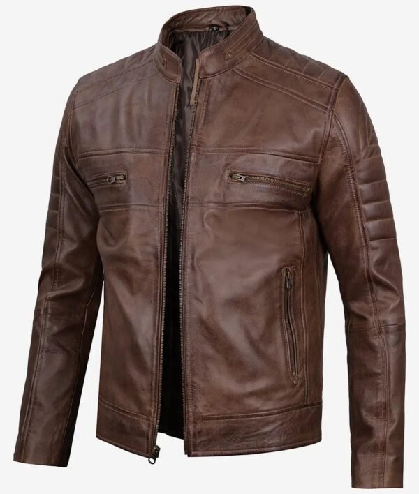 Mens Coffee Brown Biker Leather Jacket