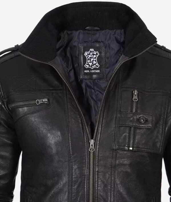 Mens Cafe Racer Washed Leather Jacket