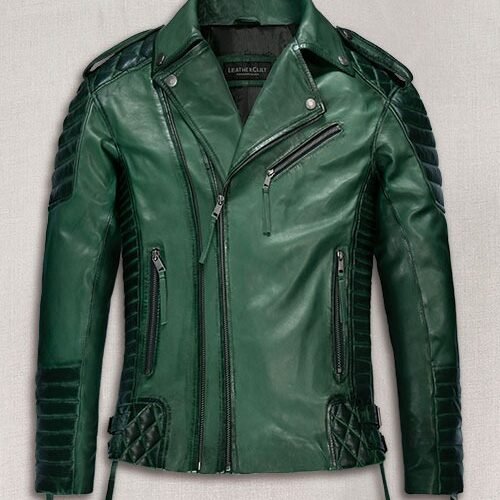 Charles Burnt Green Leather Jacket