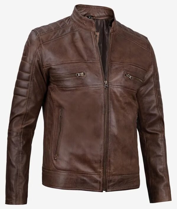 Mens Coffee Brown Biker Leather Jacket