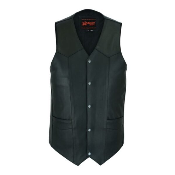 Mens Tall Classic Biker Leather Vest