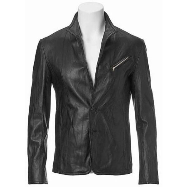 Zipper Leather Blazer