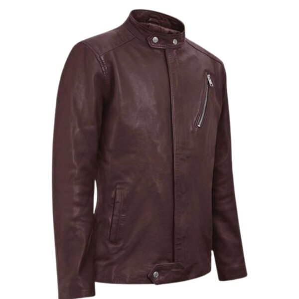 Motorad Burgundy Biker Leather Jacket