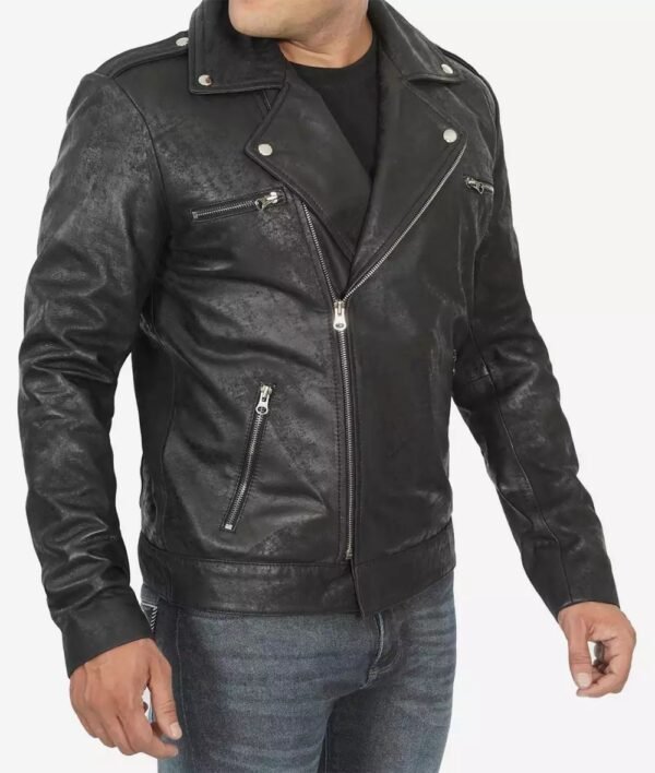 Frierson Asymmetrical Black Snuff Leather Moto Jacket Mens