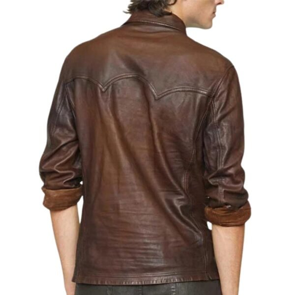 V Tab Leather Shirt Jacket