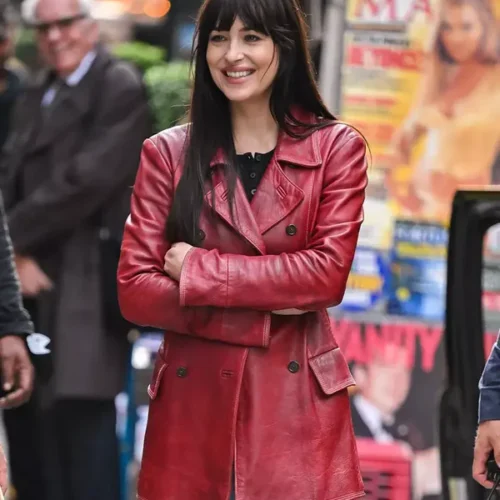 Premium Madame Leather Coat Worn By Dakota Johnson