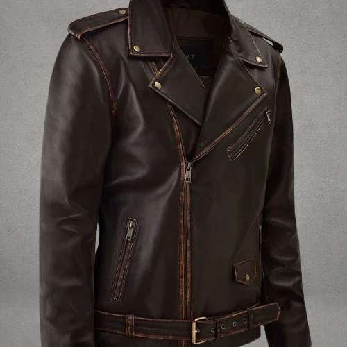 Enforcer Dark Brown Biker Leather Jacket