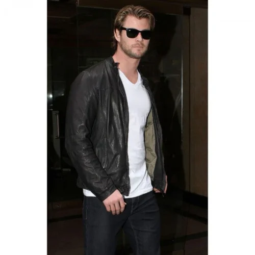 Black Stylish Leather Jacket Worn by Chris Hemsworth