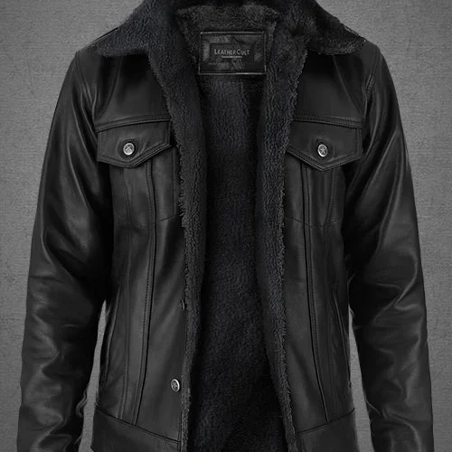 Black Sherpa Leather Jacket