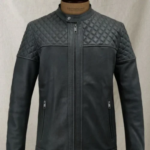 Quilted Panel Leather Jacket