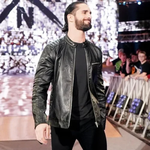 WWE Black Stylish Leather Jacket Worn by Seth Rollins