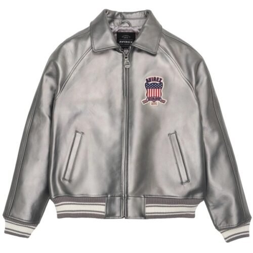 Avirex Metallic Silver Leather Jacket