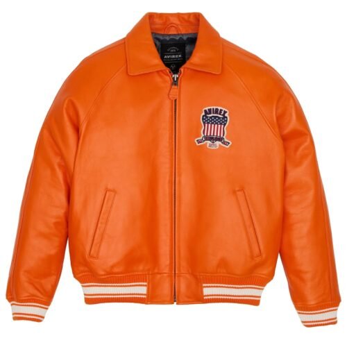 AVIREX LEATHER JACKET ORANGE